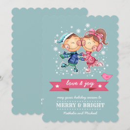 Grappig Schaatsen Kinder Custom Flat Christmas Kaa Feestdagenkaart