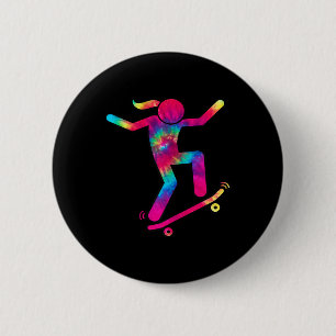 Grappig schaatsmeisje Ik hou van skateboarden Skat Ronde Button 5,7 Cm