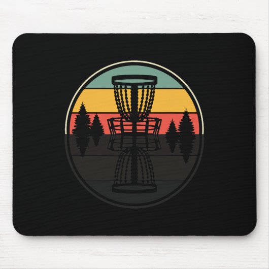 Grappig schaduwontwerp vintage retro discgolf fris muismat (Voorkant)
