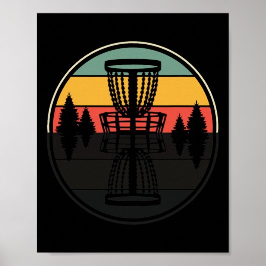 Grappig schaduwontwerp vintage retro discgolf fris poster (Voorkant)