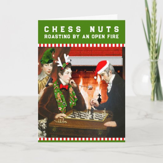 Grappig Schaken Noten Kerstmis Feestdagen Kaart (Voorkant)