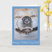 Grappig schattig akita lachend realist hond portre kaart (Gele Bloem)