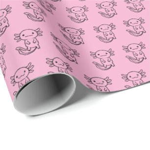 Grappig schattig Axolotl Squad aanpasbare roze Cadeaupapier