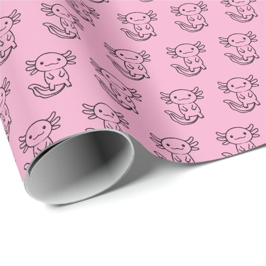 Grappig schattig Axolotl Squad aanpasbare roze Cadeaupapier (Rol Hoek)
