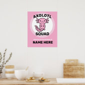 Grappig schattig Axolotl Squad aanpasbare roze Poster (Keuken)