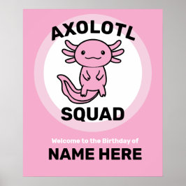Grappig schattig Axolotl Squad aanpasbare roze Poster