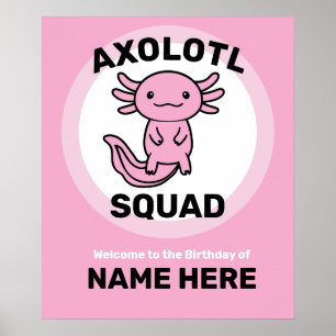 Grappig schattig Axolotl Squad aanpasbare roze Poster