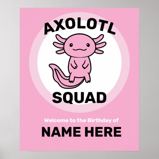 Grappig schattig Axolotl Squad aanpasbare roze Poster (Voorkant)
