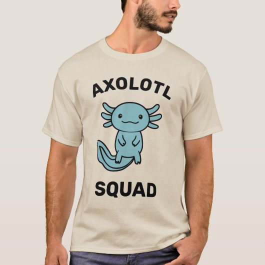 Grappig schattig Axolotl Squad aanpasbare roze T-shirt (Voorkant)