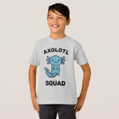 Grappig schattig Axolotl Squad aanpasbare roze T-shirt (Voorkant volledig)