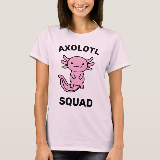 Grappig schattig Axolotl Squad aanpasbare roze T-shirt (Voorkant)