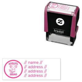 Grappig schattig Axolotl-team aangepaste bewerkbar Zelfinktende Stempel