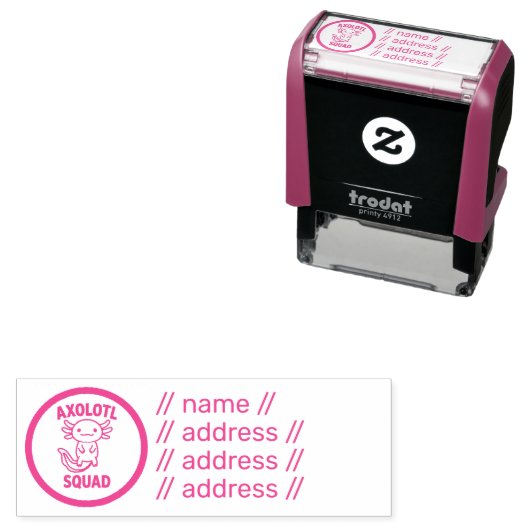 Grappig schattig Axolotl-team aangepaste bewerkbar Zelfinktende Stempel (In situ)