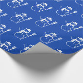 Grappig Schattig Blauw en Wit Sneeuwmanpatroon Cadeaupapier (Hoek)