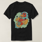 Grappig schattig cartoon papegaai breien wol gebre t-shirt (Design voorkant)