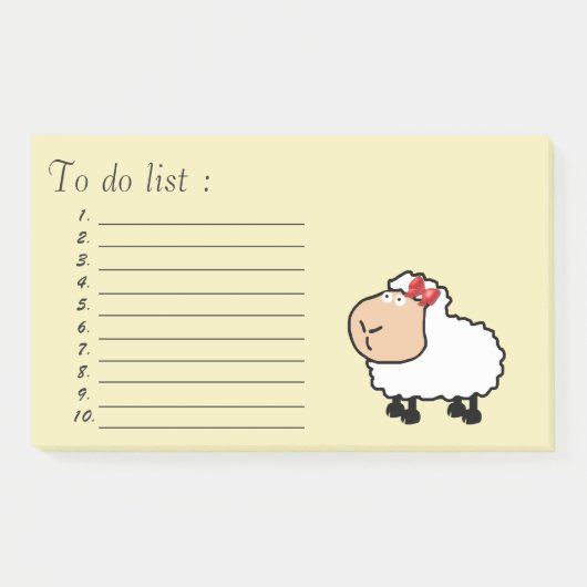 Grappig schattig cartoon schaap "to do list" post-it® notes (Voorkant)