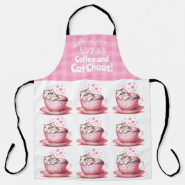 Grappig Schattig Cat Coffee All-Over Print Schort