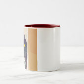 Grappig schattig Curious Cat geïllustreerde Mok. Tweekleurige Koffiemok (Center)