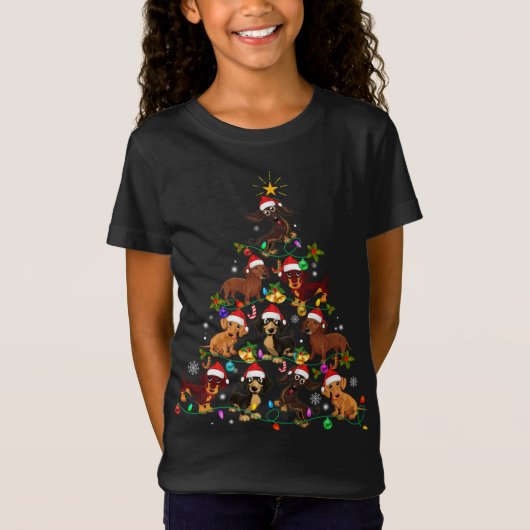 Grappig schattig dachshund kerstboom huisdier Hond T-shirt (Voorkant)