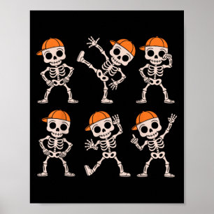 Grappig Schattig Dansend Skelet Halloween Jongens  Poster