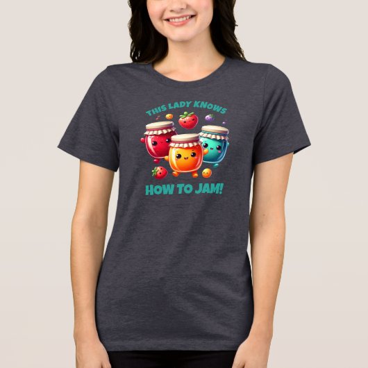 Grappig Schattig Deze Dame Weet Hoe Te Jammen! Tri-Blend Shirt (Voorkant)
