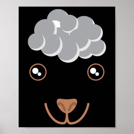 Grappig schattig dier gezicht schapen kostuum hall poster (Voorkant)