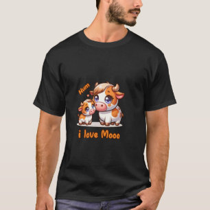 grappig schattig dier voor vrouwen en meisjes koe t-shirt