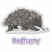 Grappig schattig echidna met bijenkinderen illustr sticker (Voorkant)