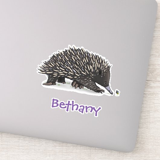 Grappig schattig echidna met bijenkinderen illustr sticker (Detail)