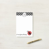 Grappig schattig girly lieveheersbeestje polka dot post-it® notes (Op bureau)