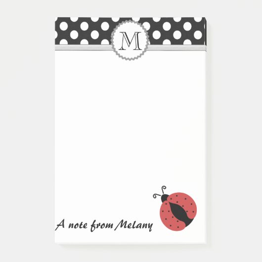 Grappig schattig girly lieveheersbeestje polka dot post-it® notes (Voorkant)