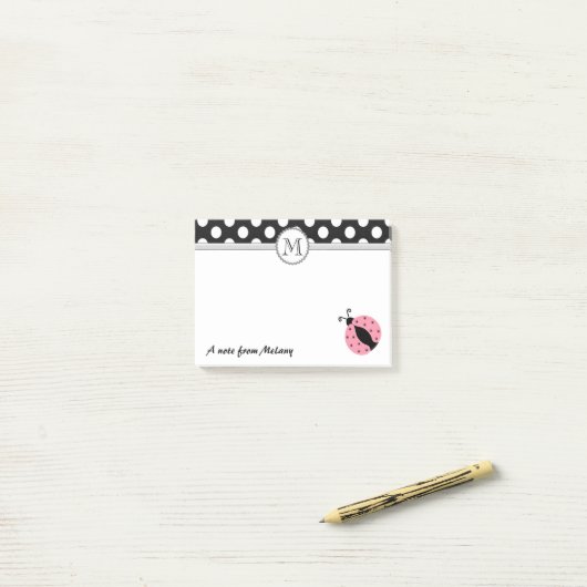 Grappig schattig girly lieveheersbeestjes polka do post-it® notes (Op bureau)