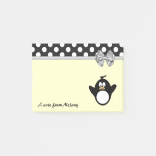 Grappig schattig girly pinguïn polka dots monogram post-it® notes