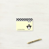 Grappig schattig girly pinguïn polka dots monogram post-it® notes (Op bureau)