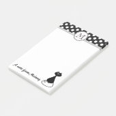 Grappig schattig girly zwarte kat polka dots monog post-it® notes (Schuin)