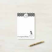 Grappig schattig girly zwarte kat polka dots monog post-it® notes (Op bureau)