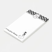 Grappig schattig girly zwarte kat polka dots monog post-it® notes (Schuin)