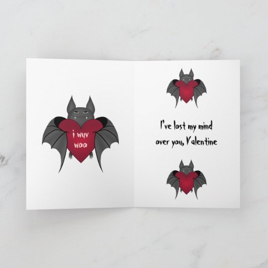 Grappig schattig gothic Valentijnsdag batty voor u Feestdagen Kaart (Binnen)