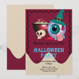grappig schattig Halloween element Kaart