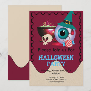 grappig schattig Halloween element Kaart