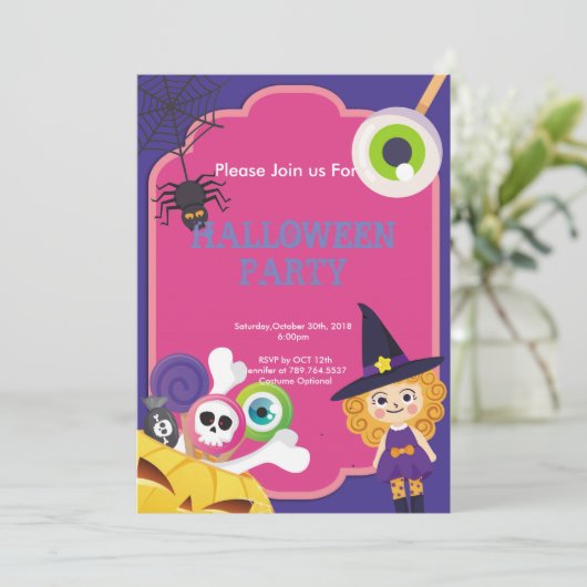 grappig schattig Halloween feest Kaart (Staand voorkant)