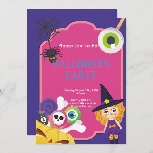 grappig schattig Halloween feest Kaart (Voorkant / Achterkant)