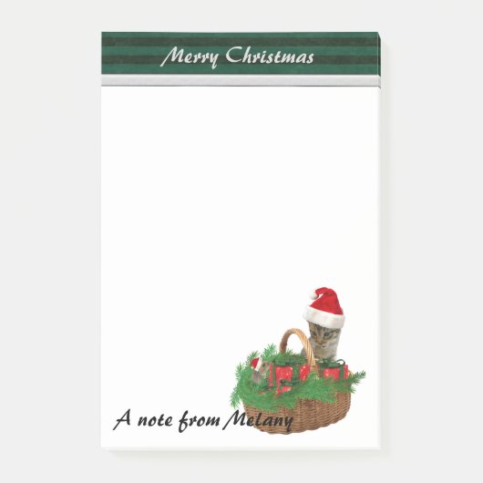 Grappig schattig Holiday Santa kat & muis monogram Post-it® Notes (Voorkant)