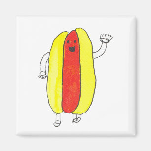 Grappig schattig hot dog kawaii magneet