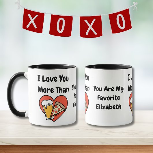 Grappig Schattig Ik Hou Meer van Jou dan van Pizza Mok