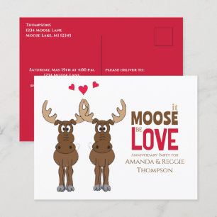 Grappig Schattig Jubileumfeestje Whimsische Eland Briefkaart