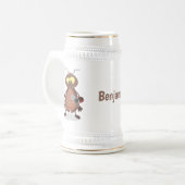 Grappig schattig kakkertekenfilm bierpul (Voorkant links)