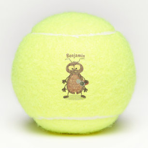 Grappig schattig kakkertekenfilm tennisballen