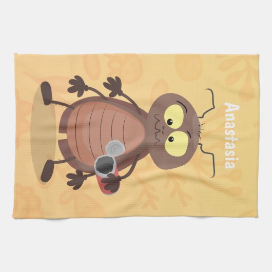 Grappig schattig kakkertekenfilm theedoek (Horizontaal)