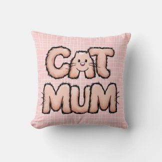 Grappig schattig "kat mum" harige whiskers moederd kussen